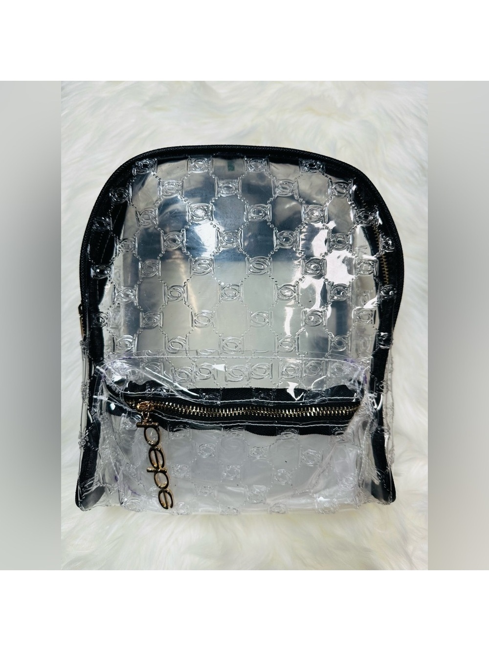 bebe Clear Logo Backpack Black Trim Mini Backpack NWT